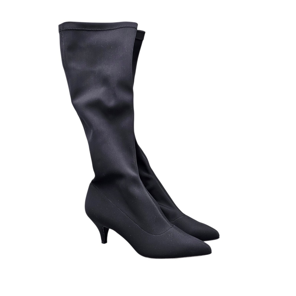 Marina Rinaldi Womens Size 39/ 9 US EUC Navy Stretch High Heeled Knee High Boots